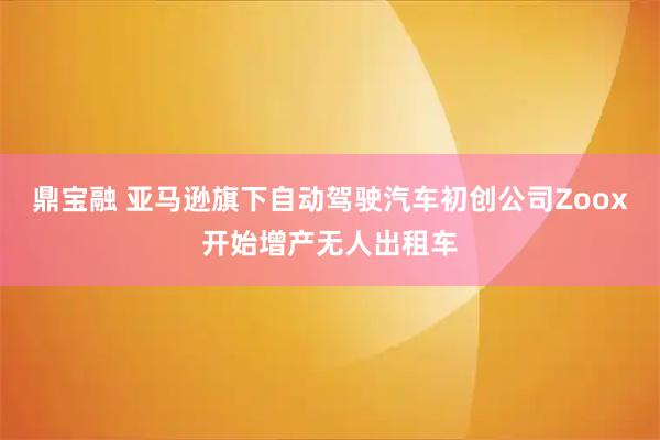 鼎宝融 亚马逊旗下自动驾驶汽车初创公司Zoox开始增产无人出租车