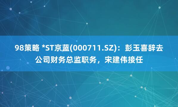 98策略 *ST京蓝(000711.SZ)：彭玉喜辞去公司财务总监职务，宋建伟接任